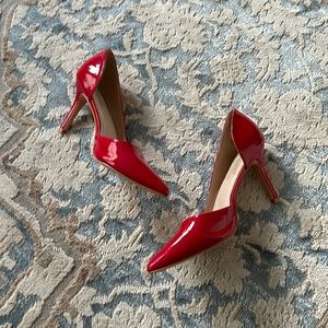 Catherine Malandrino Red Pointed Toe Faux-patent Leathers Heels